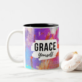 Verzeihe Dir Selbst Pink Abstract Inspirierender B Zweifarbige Tasse