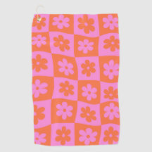 Verzerrte karierte Retro-Blumen Pink Orange