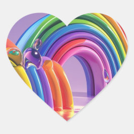 Verzerrte Regenbogen Herz-Aufkleber