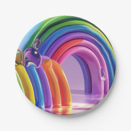 Verzerrte Regenbogen Pappteller