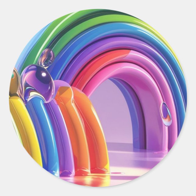 Verzerrte Regenbogen Runder Aufkleber (Vorderseite)
