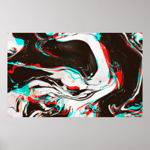 Verzerrte und glitzernde Textur des marmorierten T Poster