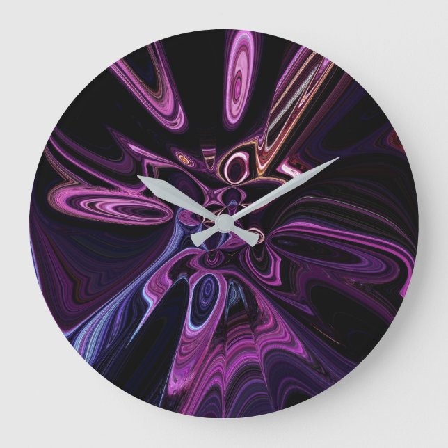 Verzerrte Zeit Lila Kunst Große Wanduhr (Vorderseite)