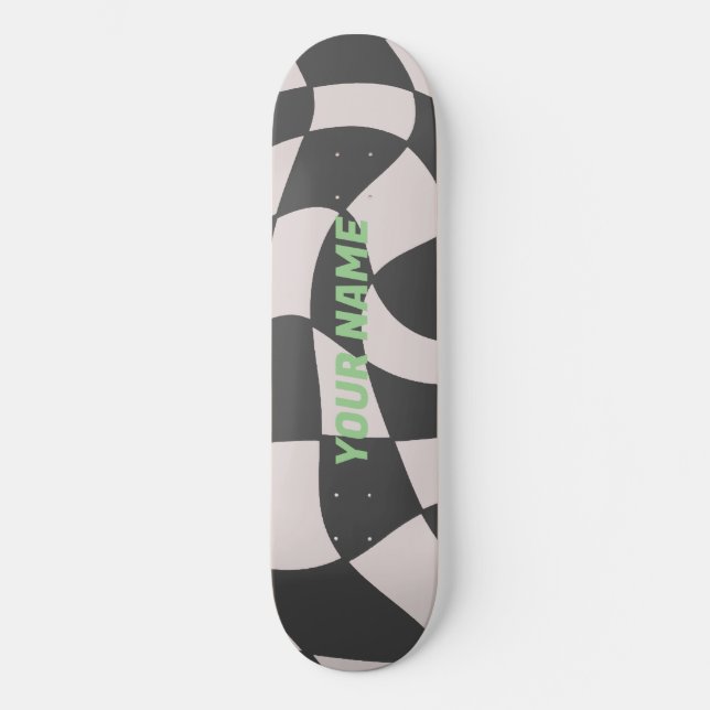 Verzerrtes Schwarz-Weiß-Karton Skateboard (Vorderseite)