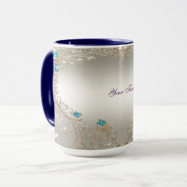 Verzieren Sie die Gold Blue Stones Tasse