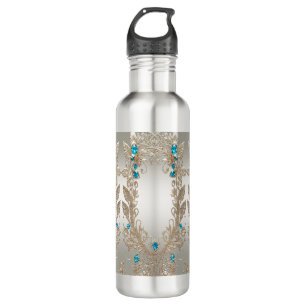 Verzieren Sie Gold Blue Stones Wasserflasche Edelstahlflasche