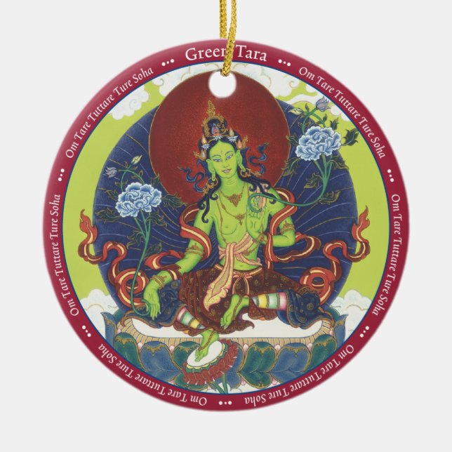 VERZIEREN Sie grünes Tara und nah oben von ihrem Keramik Ornament (Vorne)