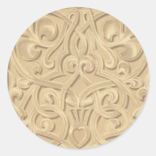 Verzierliche goldene Rollwerk-Aufkleber Runder Aufkleber