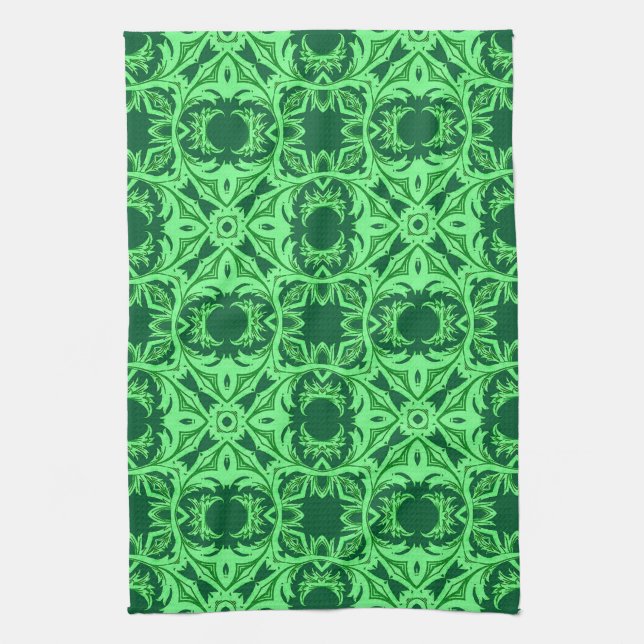 Verziert Arabesque Muster - Emerald Green Kitchen  Geschirrtuch (Vertikal)