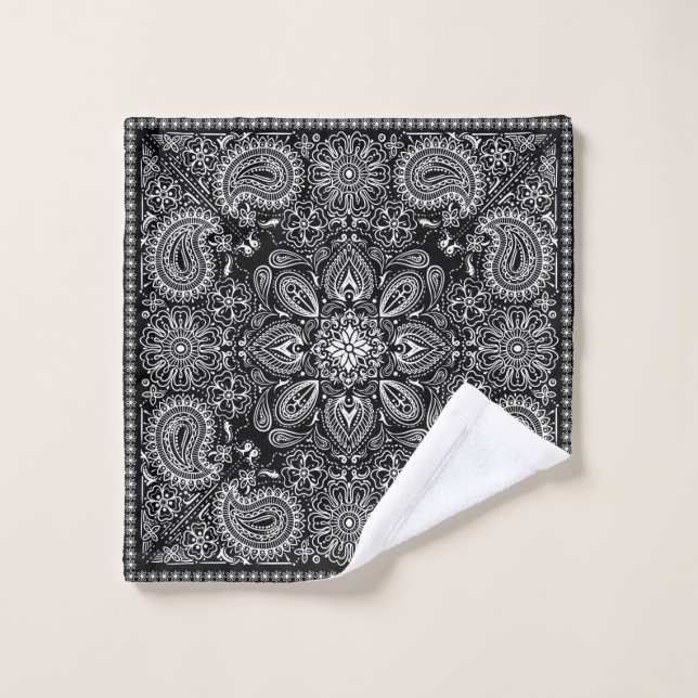 Verziert Black Bandana Waschlappen (Waschlappen)