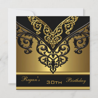 Verziert Black Gold 30. Elegante Geburtstagsparty Einladung