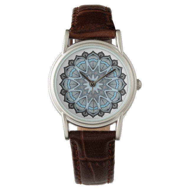 Verziert Blue Mandala Armbanduhr (Vorderseite)