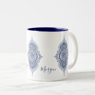 Verziert Blue Paisley Mandala Zweifarbige Tasse