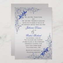 Verziert Blue Silver Floral Wirbel Hochzeiten