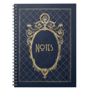 Verziert Blue und Gold Frame Notebook Notizblock