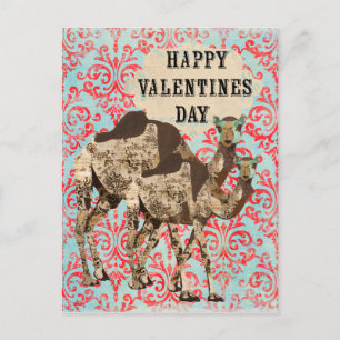 Verziert Boho Camels Valentinstag Postkarte