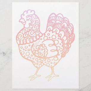 Verziert Chicken Lineart