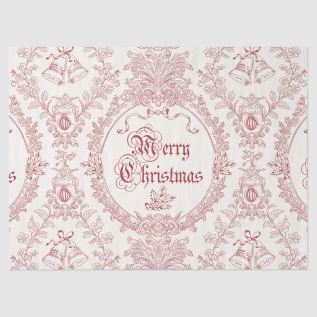 Verziert Classic Vintag Frohe Weihnachts-Rote Toil Seidenpapier (Vorderseite)