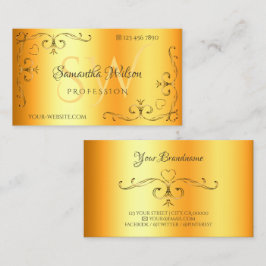 Verziert Corners Initials Luminous Orange Shimmery Visitenkarte