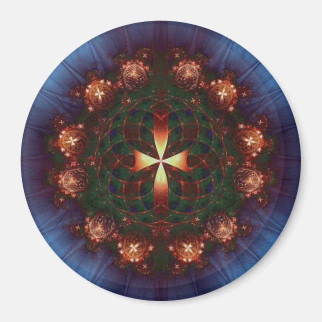 Verziert Cross Mandala Magnet (Vorne)