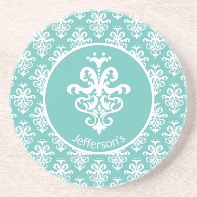 Verziert Damask Gemustert Getränkeuntersetzer (Vorne)