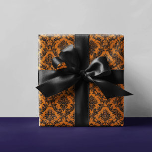 Verziert Damask Vintages Muster Orange Halloween Geschenkpapier