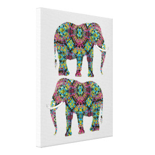 Verziert dekoriertes indisches Elefantendesign Leinwanddruck