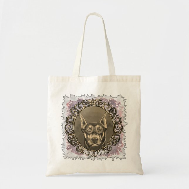 Verziert Doberman Tote Bag Tragetasche (Vorne)