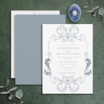 Verziert Dusty Blue Floral Line Art Monogramm Invi Einladung<br><div class="desc">Einweihung unserer verzierten dustigen blauen Blumen-Linie Art Monogram Hochzeitseinladung! Diese wunderschön gestaltete Einladung besticht durch ein Jugendstil mit verzierten Rahmen- und Monogramminitialen. Die Einladung ist der perfekte Weg, um den Ton für Ihren großen Tag Set. Ihr Hochzeitstag ist einer der wichtigsten Tage Ihres Lebens, also stellen Sie sicher, dass Ihre...</div>