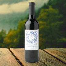 Verziert Dusty Blue Wappen Monogram Wedding