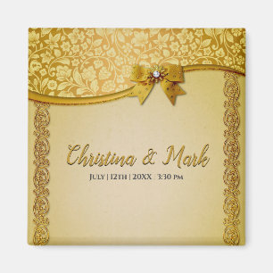 Verziert Elegante Retro Abstrakte Blume und Blätte Magnet