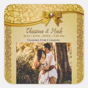 Verziert Elegante Retro Abstrakte Blume und Blätte Quadratischer Aufkleber