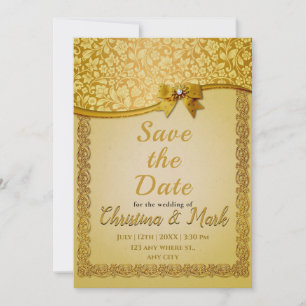 Verziert Elegante Retro Abstrakte Blume und Blätte Save The Date