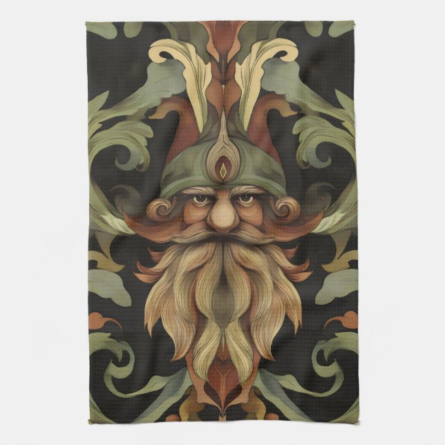 Verziert Fantasy Gnome Geschirrtuch (Vertikal)