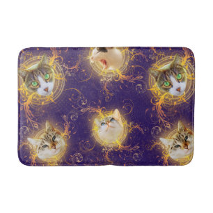 Verziert Floral Damask Niedlich Kitty Cat - Royal Badematte