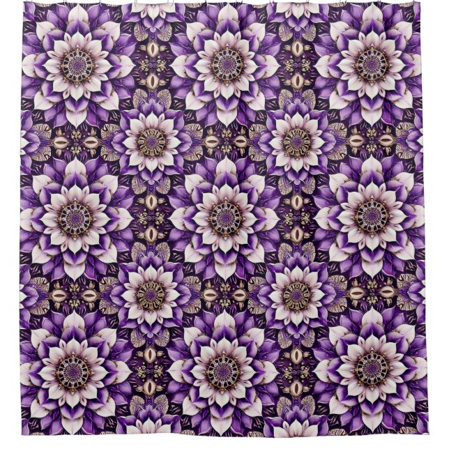 Verziert Floral Mandala Design Duschvorhang (Vorderseite)
