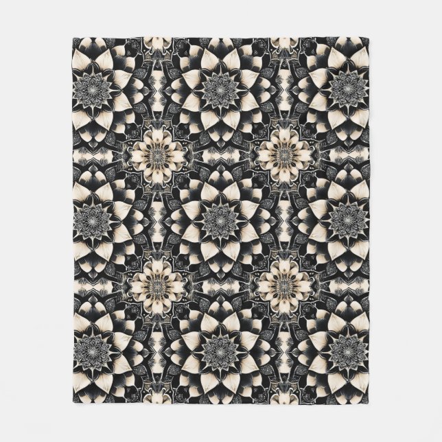 Verziert Floral Mandala Design Fleecedecke (Vorderseite)