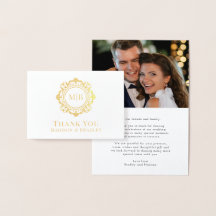 Verziert Floral Monogram Wedding Danke Foto
