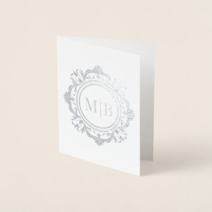 Verziert Floral Monogram Wedding Vielen Dank Folienkarte