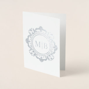 Verziert Floral Monogram Wedding Vielen Dank Folienkarte