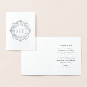 Verziert Floral Monogram Wedding Vielen Dank Folienkarte