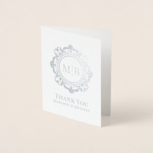 Verziert Floral Monogram Wedding Vielen Dank Folienkarte