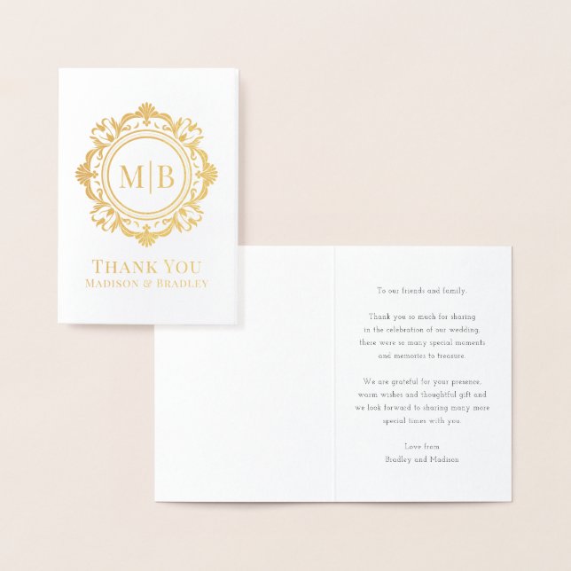 Verziert Floral Monogram Wedding Vielen Dank Folienkarte (Anzeige)