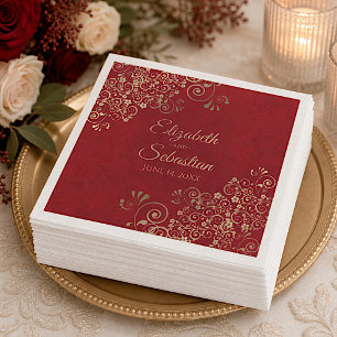 Verziert Gold Filigree Elegante Rote Hochzeit mit Serviette