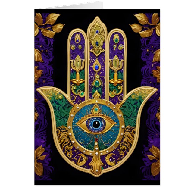 Verziert Gold Third Eye Hamsa (Vorne)