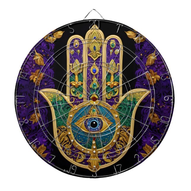 Verziert Gold Third Eye Hamsa Dartscheibe (vorne)