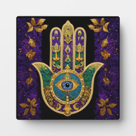 Verziert Gold Third Eye Hamsa Fotoplatte