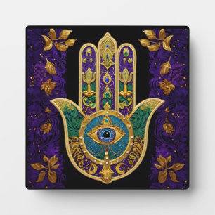 Verziert Gold Third Eye Hamsa Fotoplatte