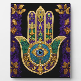 Verziert Gold Third Eye Hamsa Fotoplatte