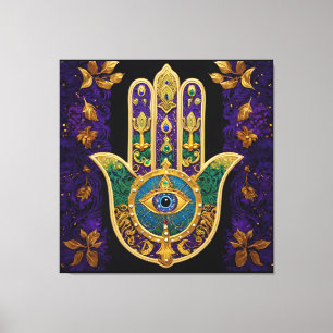 Verziert Gold Third Eye Hamsa Leinwanddruck